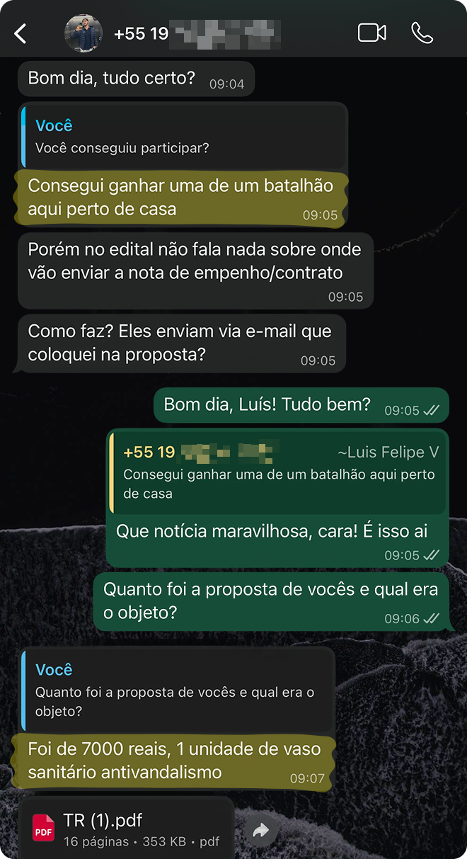 Depoimento de cliente pelo WhatsApp 3